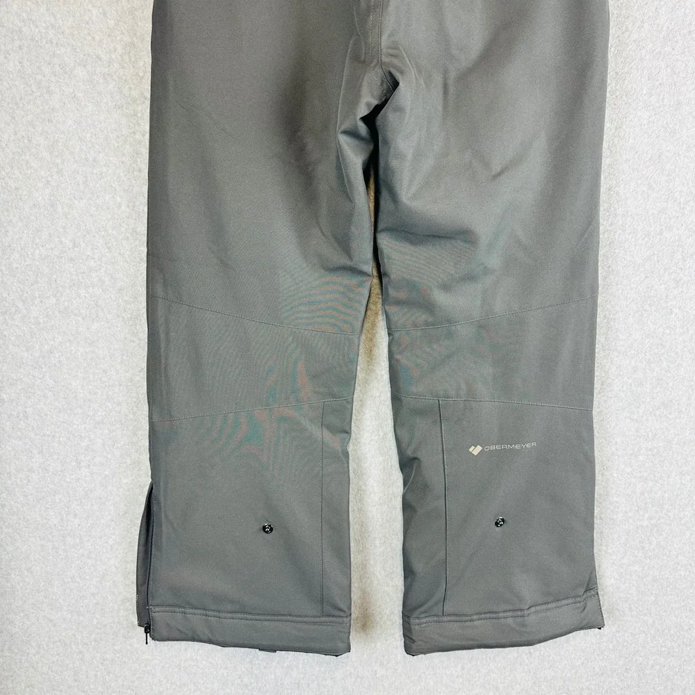 Obermeyer Kids 10-12 Ski Snow Pants Black Adjustable Waist Gray Lined